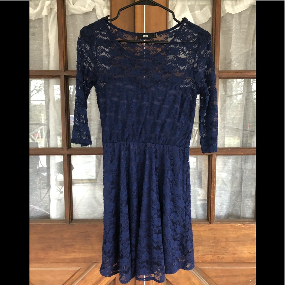 Navy blue lace ASOS midi dress